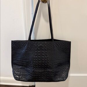Barneys New York Black Crocodile-Patterned Tote